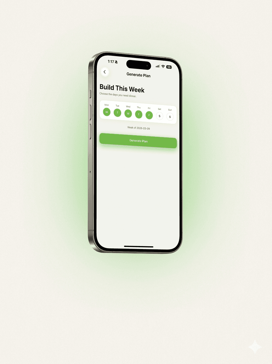 Generate plan screen