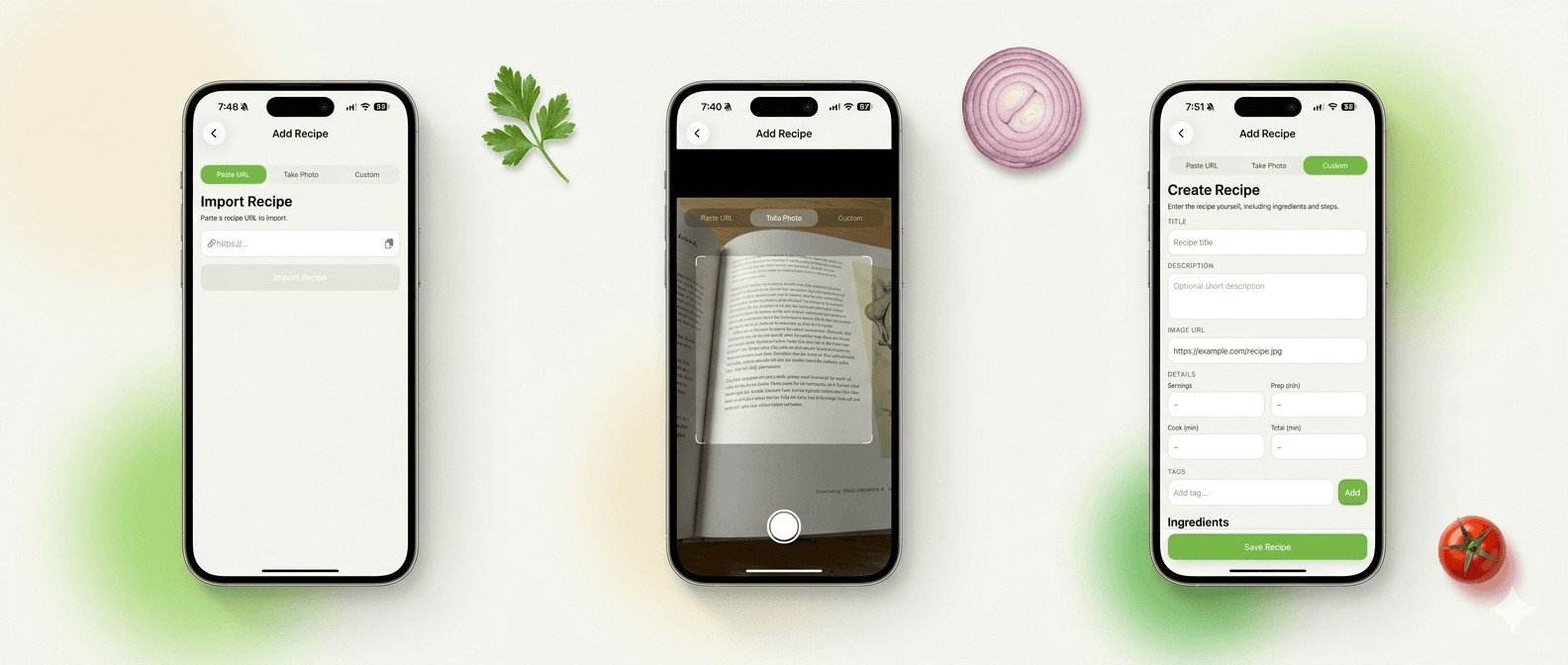 HelloMealio recipe import options