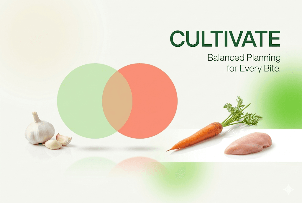 Ingredient overlap illustration with shared groceries